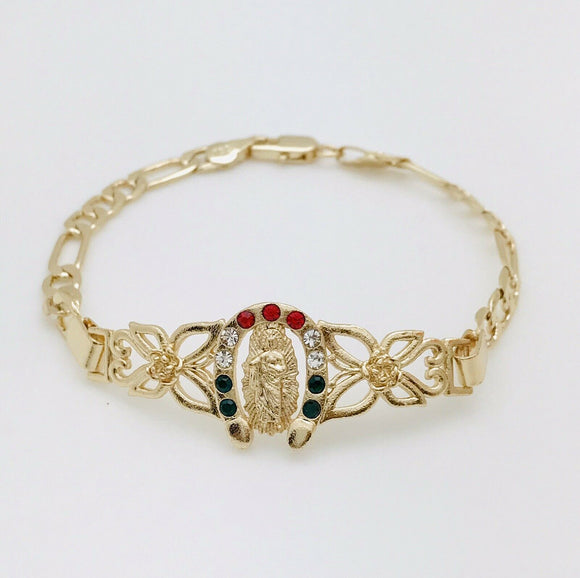 Pulsera de San Judas Con Herradura Tri Color Oro Laminado