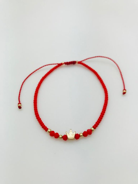 Pulsera Roja Con Corona