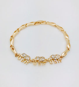 Pulsera Tres Elefantes Oro Laminado