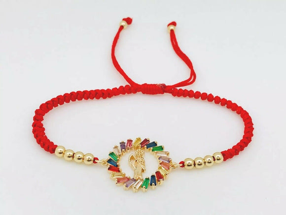 Pulsera Roja Santa Muerte Oro Laminado