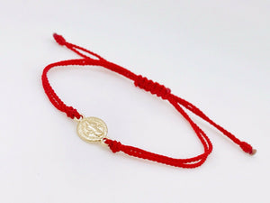 Pulsera Roja San Benito Oro Laminado