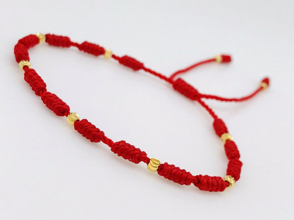 Pulsera Roja Con Oro Laminado