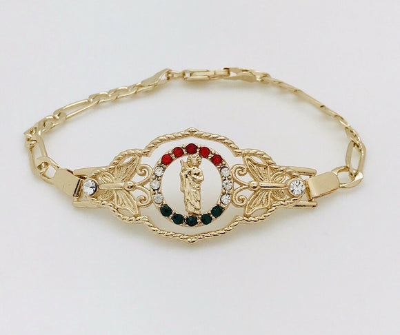 Pulsera De San Judas Mariposas Con Pedrería Tricolor