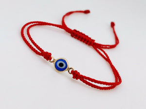 Pulsera Roja Doble Hilo Con ojo Azul