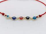 Pulsera Roja Con Ojitos Multicolor