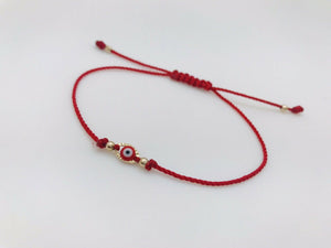 Pulsera Roja Con Ojo Rojo Oro Laminado