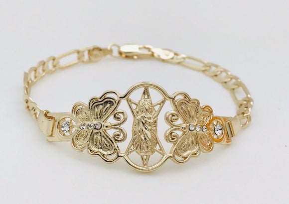 Pulsera de San Judas con Mariposas Oro Laminado